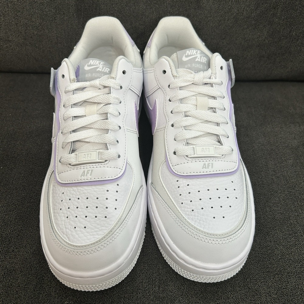 Nike Air Force 1 Shadow Lilac Bloom White Women's 7.5 Swoosh Leather FN6335-102 - Picture 5 of 7